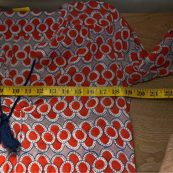 Roller Rabbit Calisto Zola Top Tunic Blouse Red Blue Boho Flowy Vacation Summer‎ - Picture 10 of 13